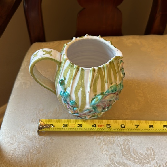 Vintage Italian Majolica pottery pitcher with handle, hand signed and numbered - Picture 13 of 14
